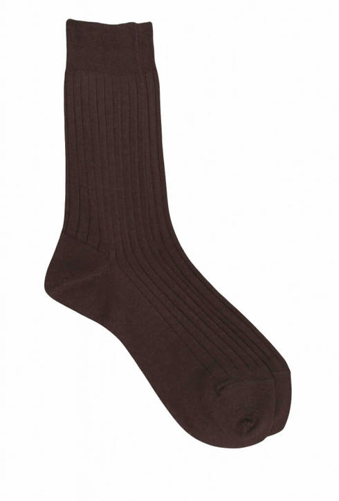 Brown 100% Mercerized Cotton Socks - Fil D'écosse