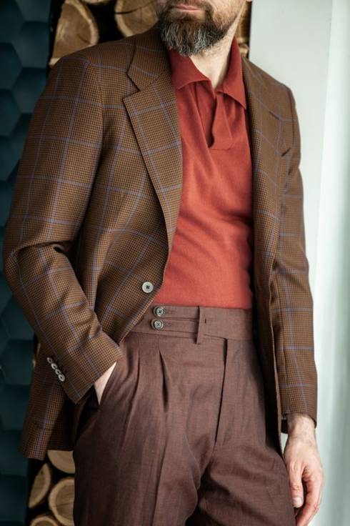 Brown checked marlon jacket