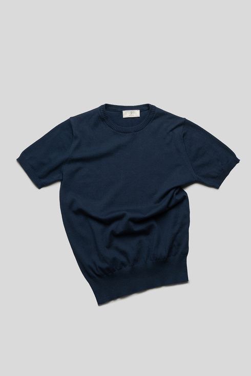 Navy Knitted T-Shirt