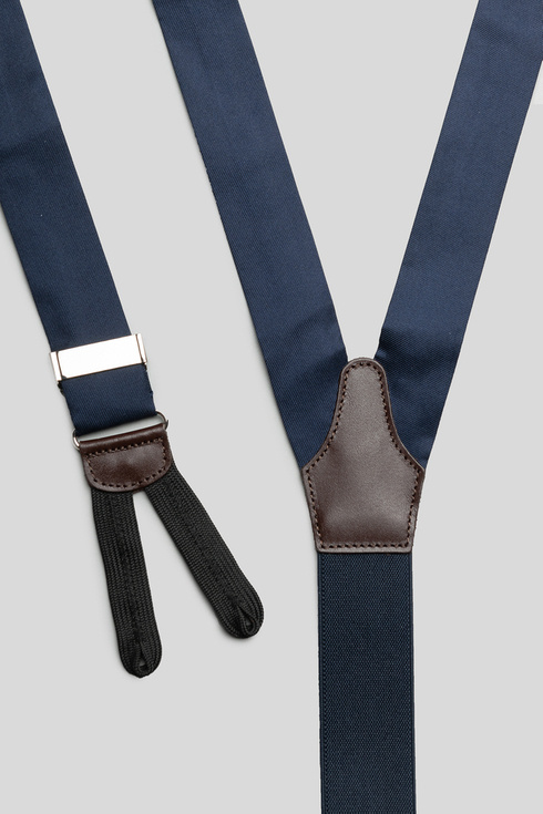 Navy diagonal silk braces  Accessories \ Accessories \ Suspenders
