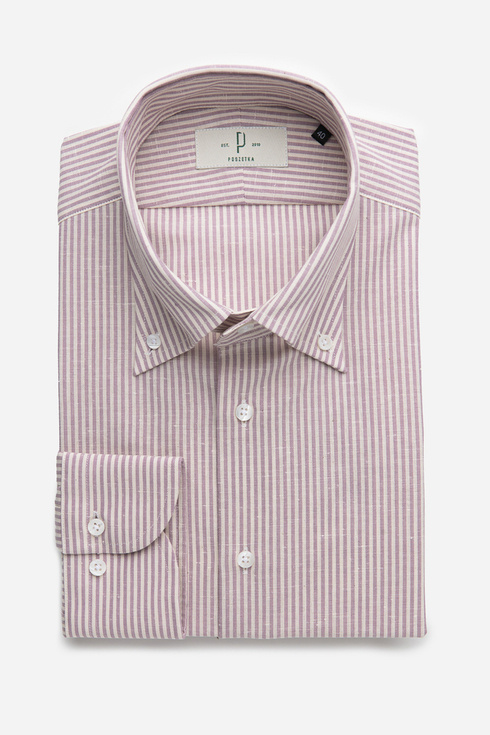 Stripped lilac shirt with button down collar 