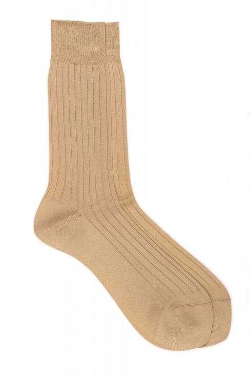 Beige 100% Mercerized Cotton Socks - Fil D'écosse