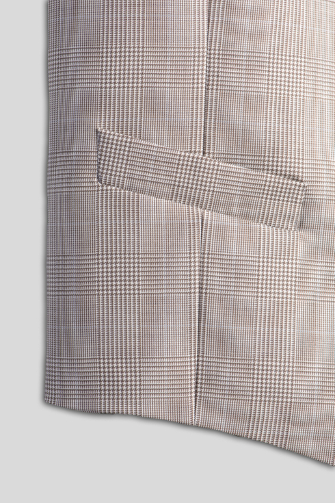 Beige Prince of Wales Check Waistcoat