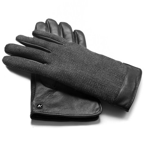 Black herringbone gloves