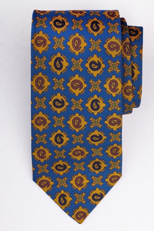 Blue paisley Ancient Madder Silk tie