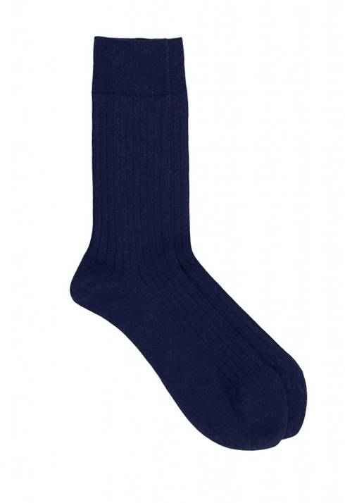Dark blue 100% Mercerized Cotton Socks - Fil D'écosse