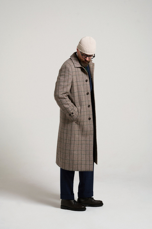 Green and Brown Check Overcoat