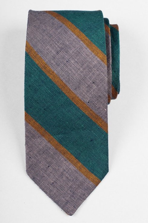 Green & grey regimental linen tie
