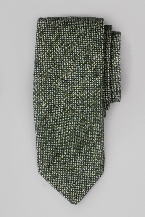 Green melange wool & silk casual tie