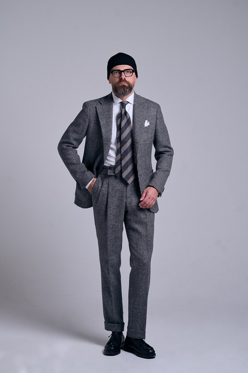 Grey Houndstooth Tweed Suit