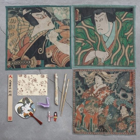 Japanese collection Kunisada Utagawa, actors Ichikawa Danjuro VII i Ichikawa Danjuro V