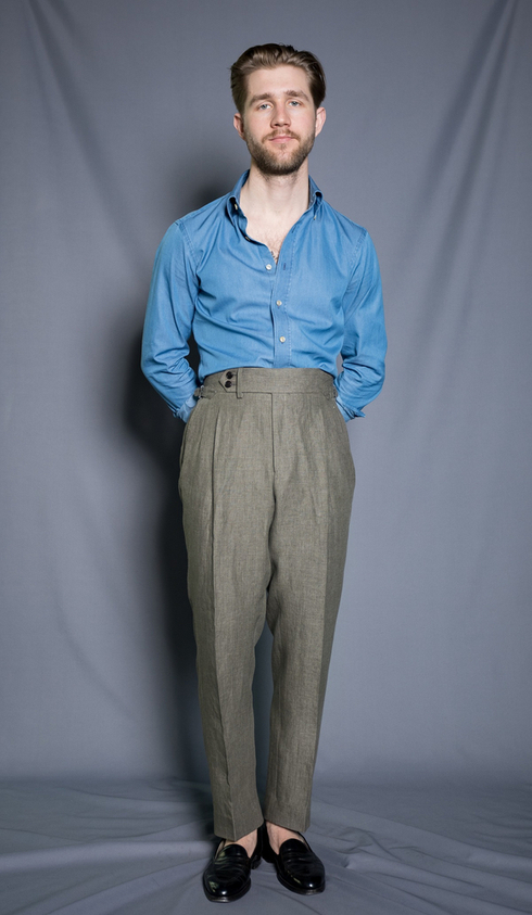 Linen Olive Green Trousers "Alfred"