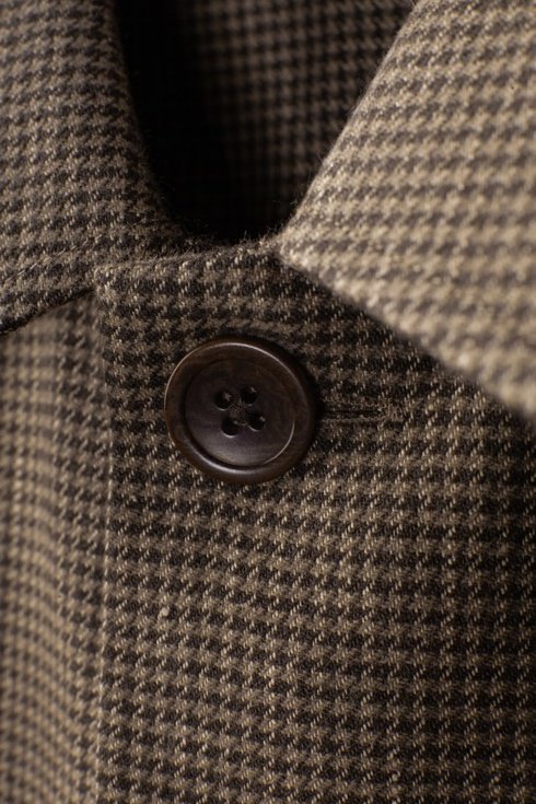 Linen & cotton brown houndstooth overshirt