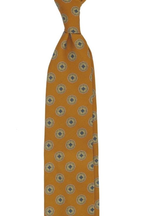 Orange printed wool untipped tie