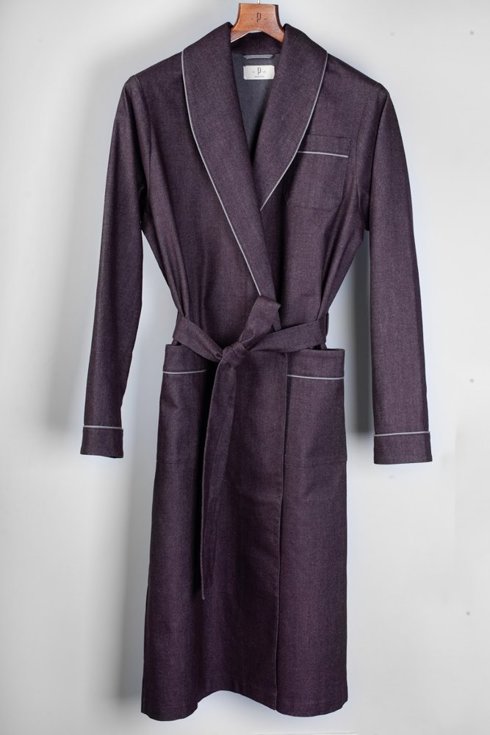 Plum dressing gown wool & cotton