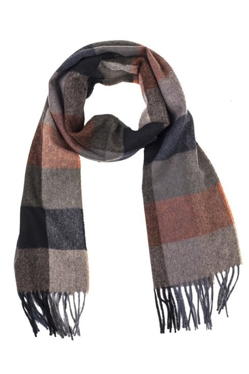 RUST & BROWN checkered woolen scarf