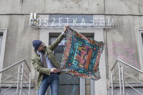 Silk 100 cm scarf KATOWICE Jan Kallwejt