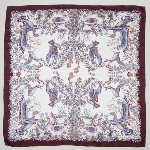 Silk hand made scarf  with animal motif