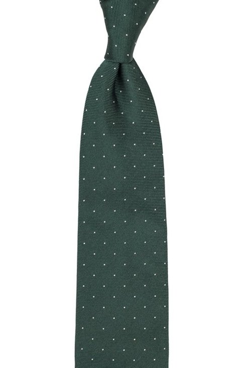 Silk jacquard polka dots green tie