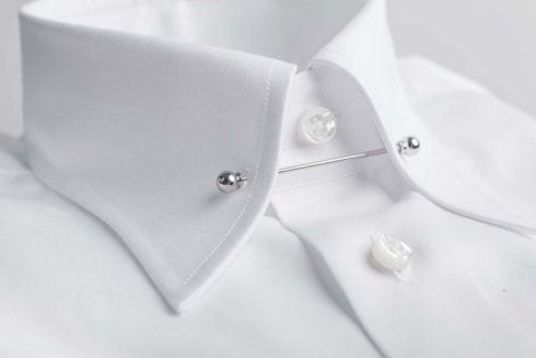 White pin collar shirt with a french cuffs