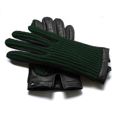 green crochet gloves
