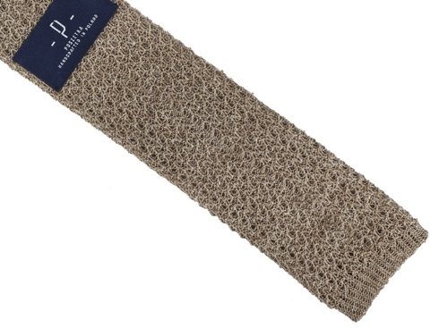 linen brown knit tie