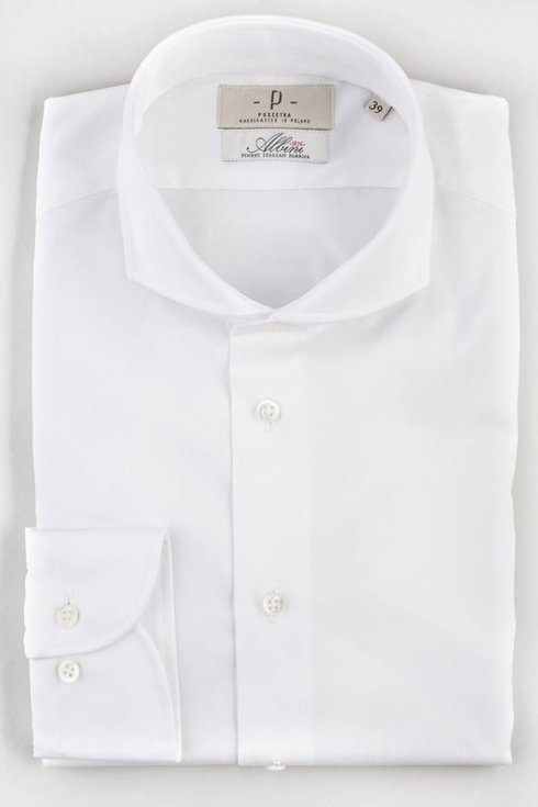white delicate stripes formal shirt with spread collar  Albini