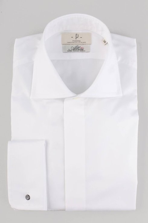 white formal shirt with semi spread collar