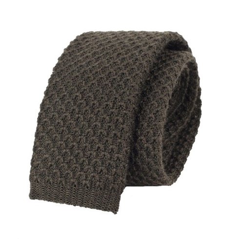 woolen brown knit tie
