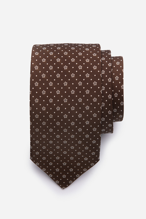 Krawat z jedwabiu Macclesfield brązowy