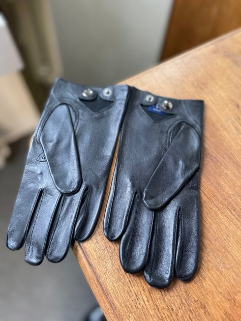Czarne skórzane nieocieplane rękawiczki "kawaleryjki"