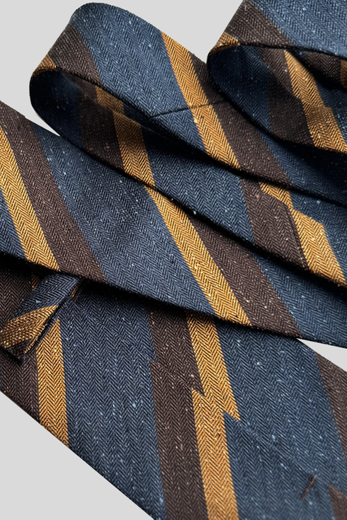 Granatowy Krawat w Pasy Poszetka x Mr. Vintage