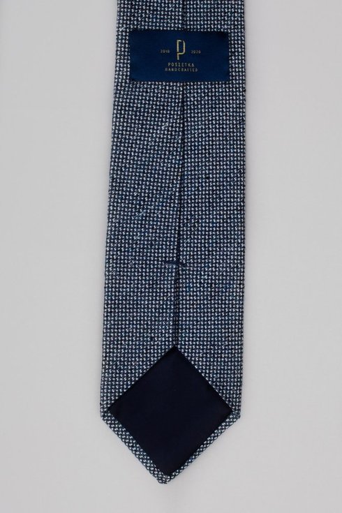 Granatowy krawat wełniano- jedwabny w melanżu