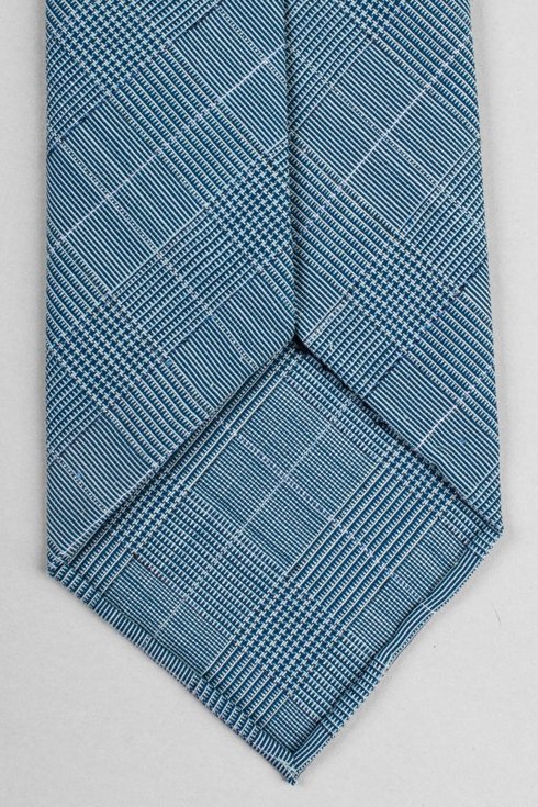 Wełniany krawat z motywem turkusowej kraty