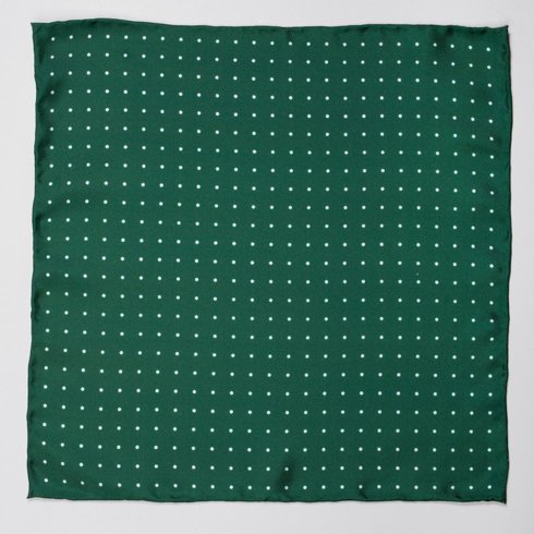Zielona poszetka z jedwabiu polka dots