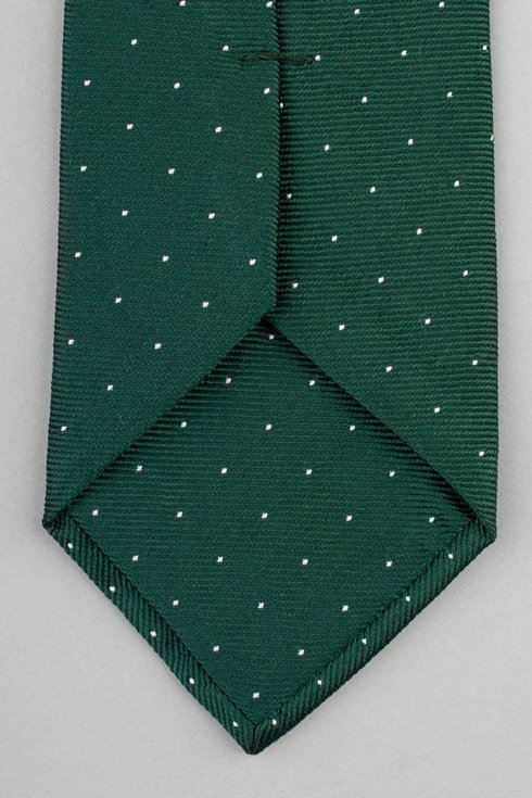 Zielony krawat z jedwabiu żakardowego polka dots
