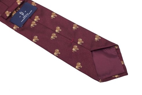 jedwabny burgundowy krawat w lwy